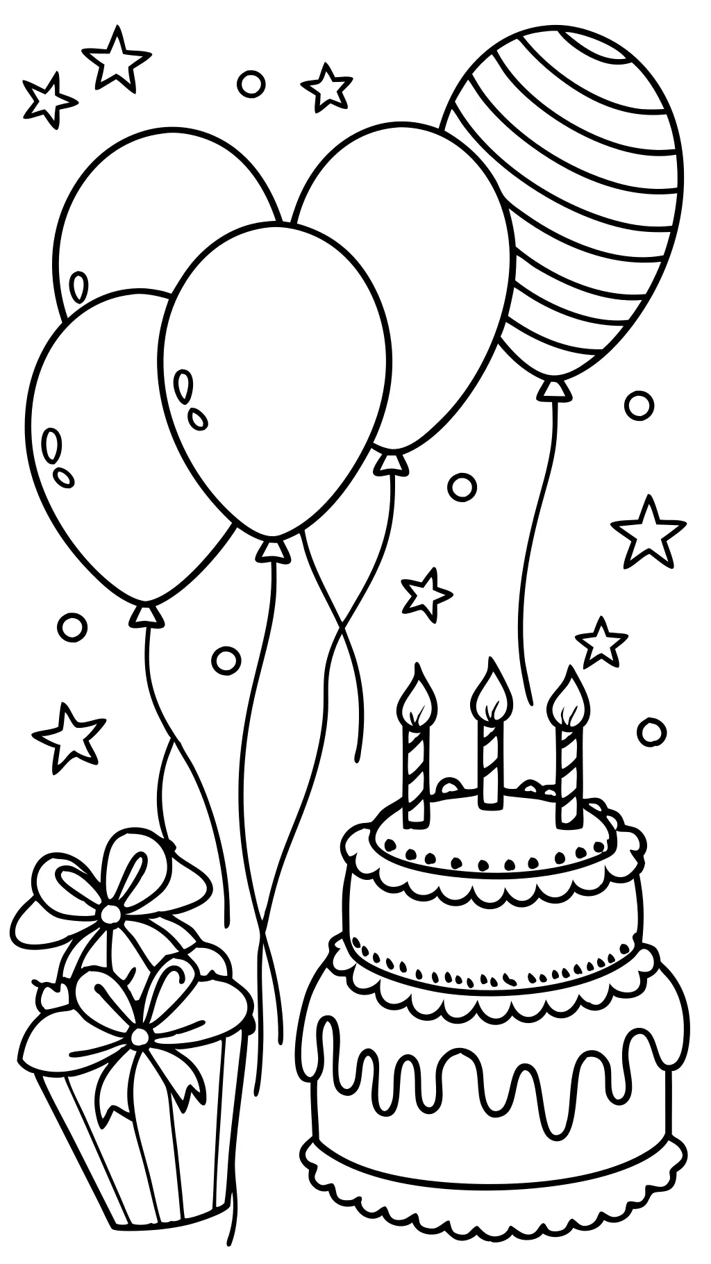 pages à colorier des ballons d’anniversaire